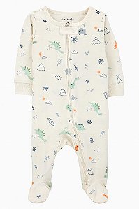 MACACÃO CARTER?S MENINO ALGODÃO BRANCO DINOSSAUROS