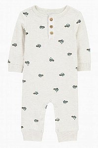 MACACÃO CARTER?S ALGODÃO CINZA FUSCA BOTÕES SEM PÉ BEBÊ