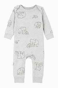 MACACÃO CARTER'S UNISSEX CINZA SEM PÉ ELEFANTE BEBE