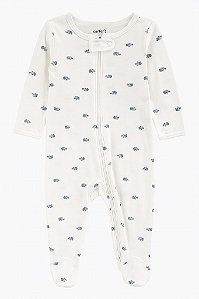 MACACÃO CARTER?S BRANCO RINOCERONTE CONFORTÁVEL BEBÊ