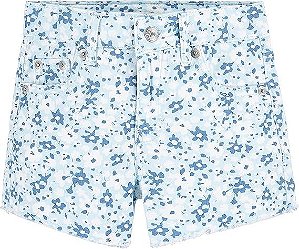 SHORTS JEANS INFANTIL MENINA LEVI?S ? AZUL COM BORDADO DE FLOR