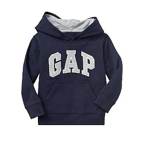ROUPA INFANTIL GAP BLUSA MOLETOM AZUL MARINHO GORRO LOGO CINZA