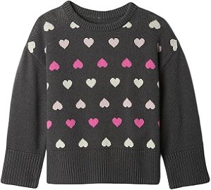 SUÉTER INFANTIL MENINA GAP ? LÃ CHUMBO COM ESTAMPA DE CORAÇÕES