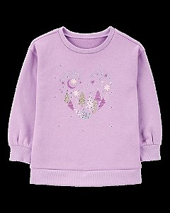 BLUSA MOLETOM INFANTIL MENINA CARTER?S LILÁS BORDADO CORAÇÃO