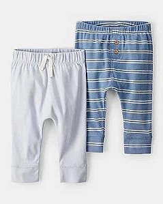 KIT 2 CALÇAS CARTER?S AZUL E LISTRADA COM BOTÕES BEBÊ