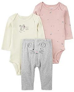 CONJUNTO INFANTIL MENINA CARTER?S 3 PEÇAS BODY RATINHA CALÇA CASACO