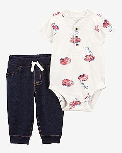 CONJUNTO CARTER?S BODY BOMBEIRO + CALÇA JEANS FAKE ? BEBÊ MENINO