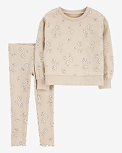 ROUPA INFANTIL MENINA CARTERS CONJ 2 PÇS BLUSA MOLETOM BEGE FLORES