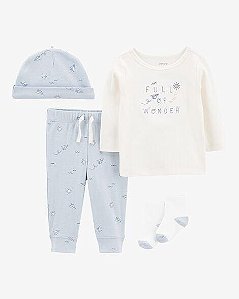 CONJ 4 PÇS CARTER?S FULL OF WONDER MENINO MEIA E TOUCA