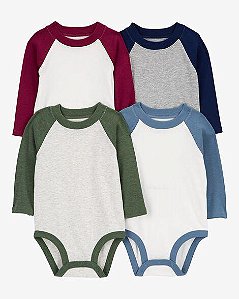 KIT 4 BODYS CARTER?S COLORIDOS MANGA LONGA ? BEBÊ MENINO