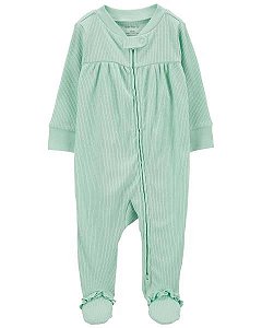 MACACÃO INFANTIL MENINA CARTERS ALGODÃO CANELADO VERDE ÁGUA
