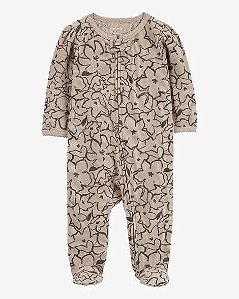 MACACÃO INFANTIL MENINA CARTERS ALGODÃO BEGE FLORES