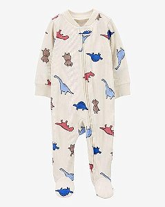 MACACÃO CARTERS CANELADO DINOS ALGODÃO BEBÊ CONFORTO
