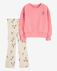 ROUPA INFANTIL MENINA CARTERS CONJ 2 PÇS BLUSA E LEGGING CEREJA