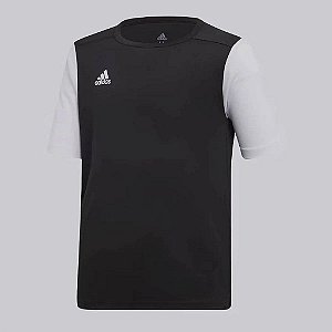 CAMISETA INFANTIL ADIDAS PRETA MANGA BRANCA DRY FIT ? MENINO