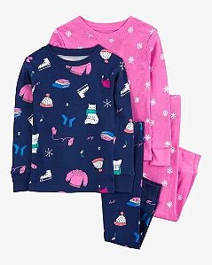 PIJAMA INFANTIL MENINA 4 PEÇAS CARTER?S AZUL MARINHO E PINK