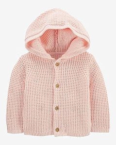 CARDIGAN INFANTIL MENINA CARTER?S LÃ ROSA COM GORRO
