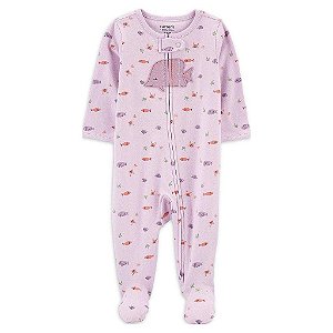 MACACÃO INFANTIL MENINA CARTER?S ALGODÃO LILÁS PEIXE