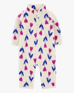 MACACÃO INFANTIL MENINA CARTERS SHERPA BEGE COM FLORES