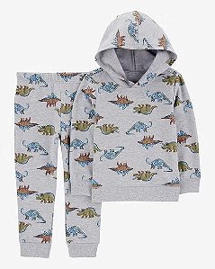 CONJ CARTERS 2 PÇS MOLETOM CINZA DINO ROUPA INFANTIL