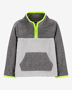 BLUSA FLEECE CARTER?S OSHKOSH CINZA COM ZÍPER NEON ? QUENTINHA