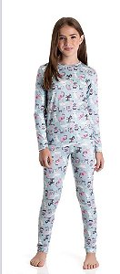 PIJAMA INFANTIL MENINA DADOMILE 2 PEÇAS ? GATINHO MODAL CONFORTÁVEL