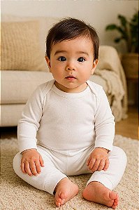 CONJUNTO DADOMILE BODY E CALÇA BRANCO ? 2 PEÇAS UNISSEX BEBÊ