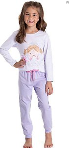 ROUPA INFANTIL MENINA DADOMILE PIJAMA 2 PÇS LILÁS PRINCESA BRILHA NO ESCURO