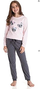 PIJAMA INFANTIL MENINA DADOMILE 2 PEÇAS ROSA CACHORRO BRILHA NO ESCURO