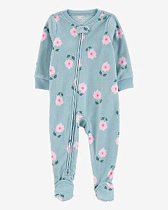 MACACÃO INFANTIL MENINA CARTER?S FLEECE VERDE COM FLORES