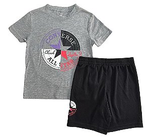 CONJUNTO INFANTIL CONVERSE CAMISETA CINZA ? 2 PEÇAS