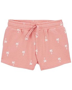 SHORTS INFANTIL MENINA CARTERS ROSÊ ALGODÃO ESTAMPA COQUEIROS