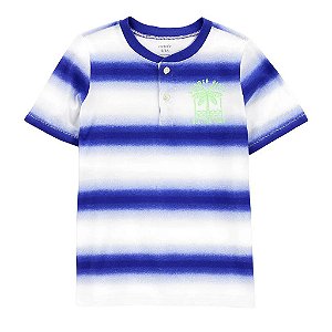 CAMISETA CARTERS AZUL LISTRADA COM COQUEIRO MENINO VERÃO