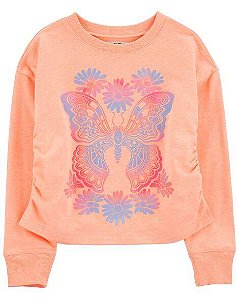 ROUPA INFANTIL MENINA CARTERS BLUSA MOLETOM LARANJA BORBOLETA