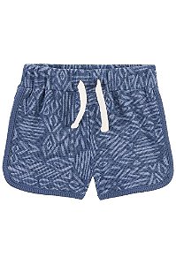 SHORTS INFANTIL MENINA CARTERS AZUL ESTAMPA GEOMÉTRICA ALGODÃO