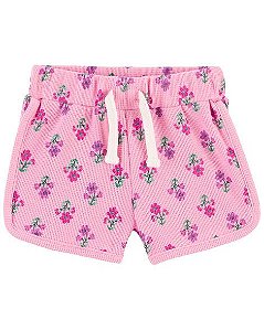 SHORTS INFANTIL MENINA CARTERS FLORAL ROSA ALGODÃO CONFORTÁVEL