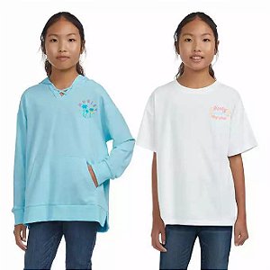 KIT INFANTIL MENINA HURLEY MOLETOM COM CAMISETA VERDE E BRANCA