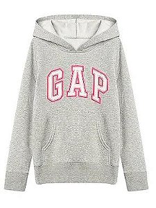 BLUSA INFANTIL MENINA GAP MOLETOM CINZA LOGO ROSA ORIGINALNZA LOGO ROSA PADRAO