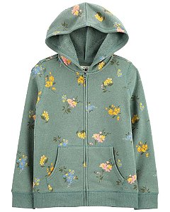 JAQUETA MOLETOM INFANTIL MENINA CARTERS OSHKOSH VERDE FLORES