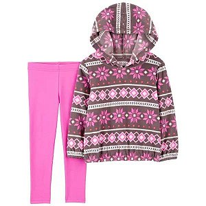 CONJUNTO INFANTIL MENINA CARTERS BLUSA FLEECE ROSA GEOMÉTRICO