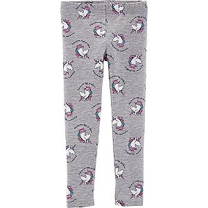 CALÇA LEGGING INFANTIL MENINA CARTERS CINZA ESTAMPA UNICÓRNIO
