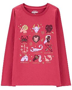 CAMISETA INFANTIL MENINA CARTERS MANGA LONGA ROSA SIGNOS