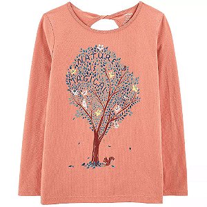 CAMISETA CARTERS BEBÊ MENINA MANGA LONGA NATURE ALGODÃO