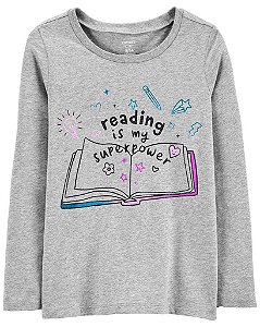 CAMISETA INFANTIL MENINA CARTERS MANGA LONGA SUPERPOWER
