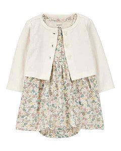 CONJUNTO MENINA CARTERS VESTIDO FLORAL E CARDIGAN