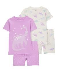 PIJAMA MENINA CARTERS 4 PÇS LILÁS DINOSSAURO