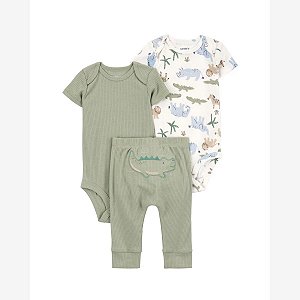 CONJUNTO MENINO CARTERS 3 PÇS JACARÉ BODY E CALÇA