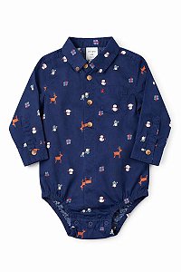 ROMPER OKIE DOKIE AZUL MARINHO BOTÕES NEVE