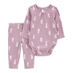 CONJUNTO 2 PÇS MENINA CARTERS LILÁS COELHO CANELADO