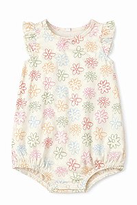ROMPER MENINA OKIE DOKIE BEGE FLOR